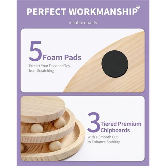 Cat Scratching Post Cat Scratcher Toy Wooden Two-Layer Cat Turntable - Picture 3 of 7